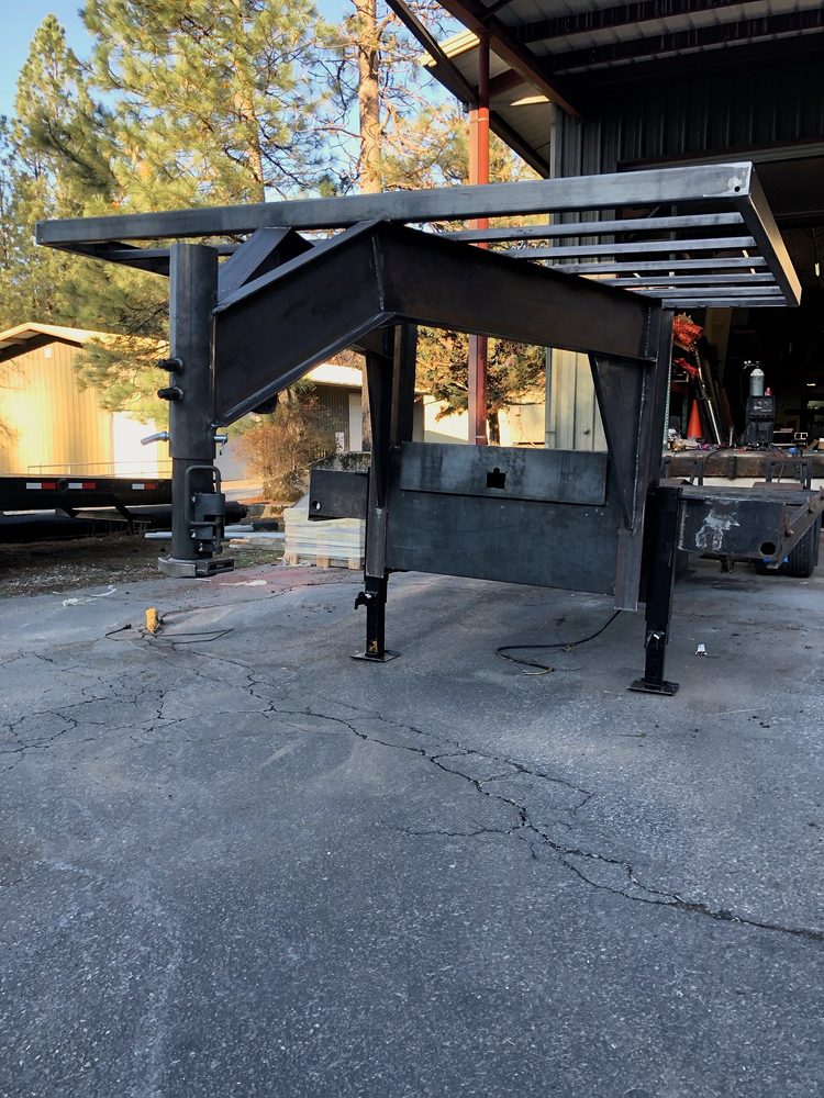 Bare steel gooseneck with headache rack built in our shop